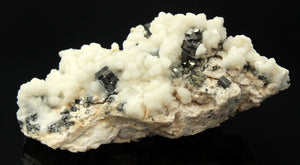 Bournonite with Calcite and Pyrite, Kosovo, Cabinet-Sized Specimen