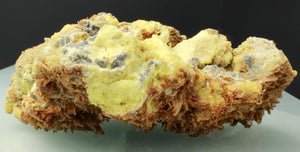 celestite, Barytocelestite on Sulphur, from Machow Mine in Poland